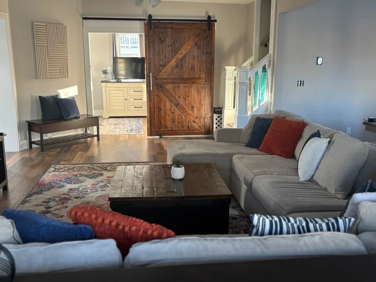 Large living room with multiple conversation areas