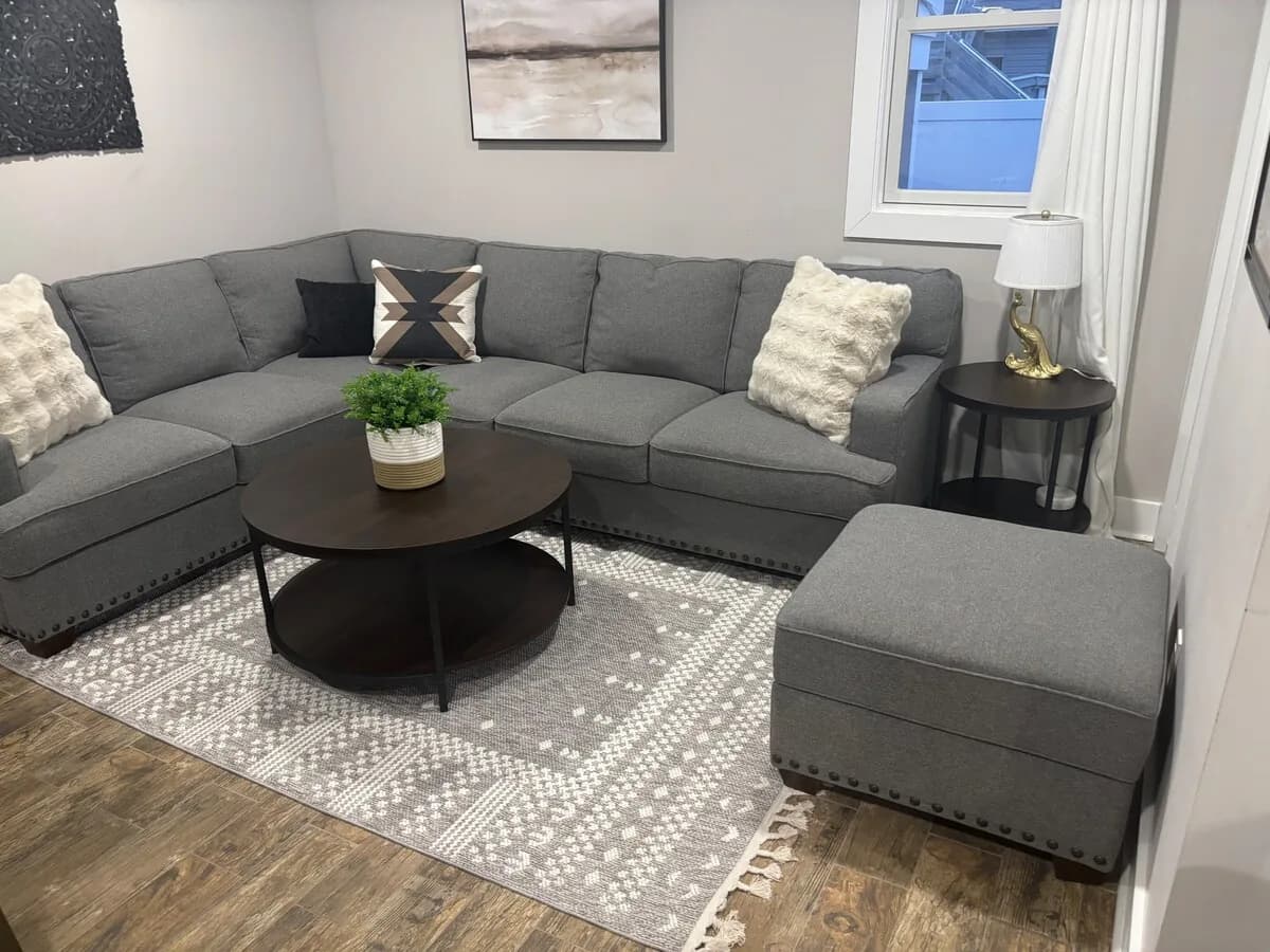 Sectional seating in the dedicated game room
