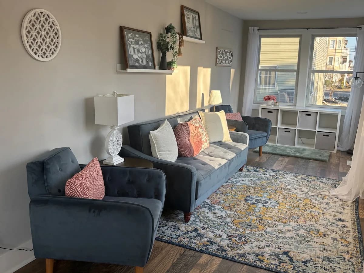 Bright enclosed porch with flexible seating