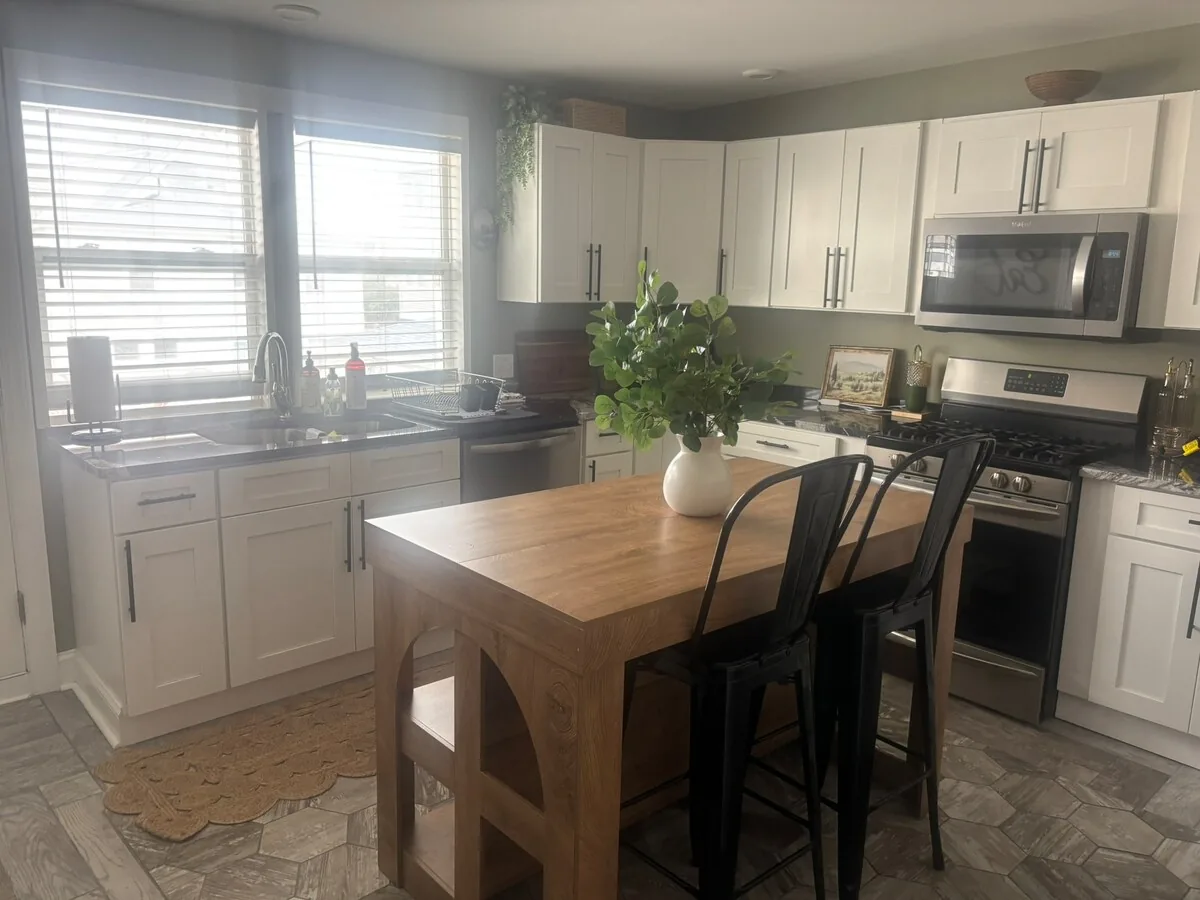 Bright kitchen with island seating for shared meals
